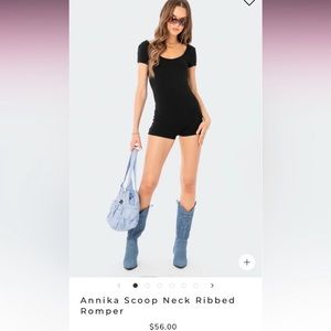 EDIKTED Annika Scoop Neck Ribbed Romper NWT